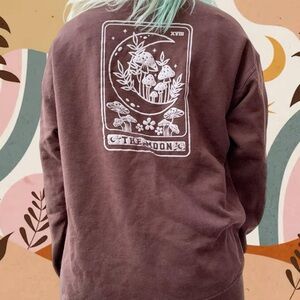 beverly supply co boho indie western graphic crewneck pullover sweatshirt, sz md